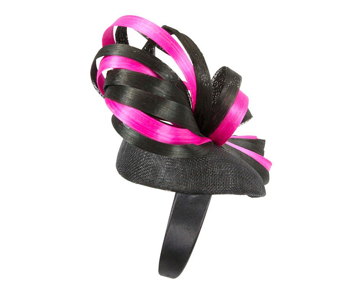 Exclusive black & fuchsia pillbox fascinator by Fillies Collection - Image 4