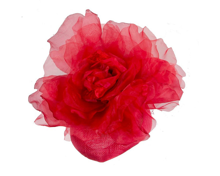 Red flower pillbox fascinator by Fillies Collection - Image 2