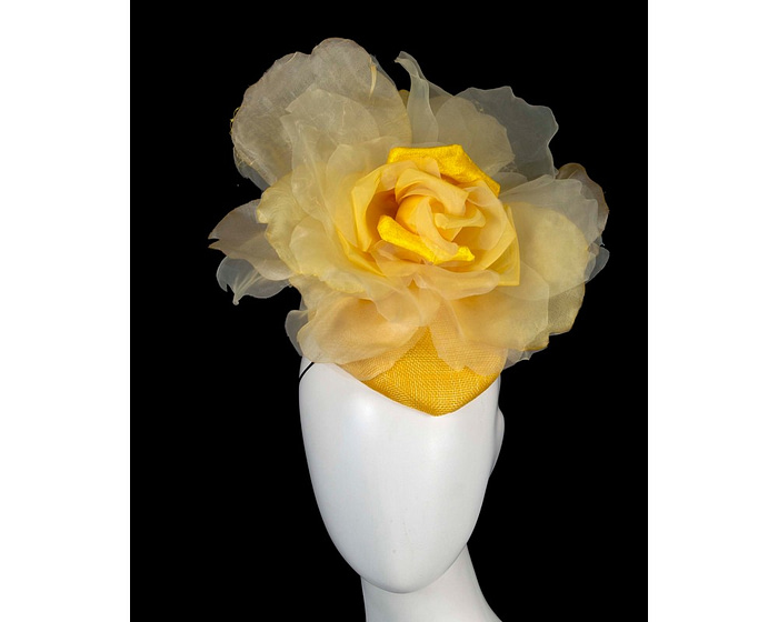 Yellow flower pillbox fascinator by Fillies Collection