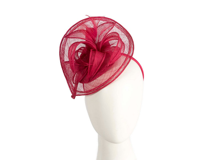 Red sinamay racing fascinator by Max Alexander