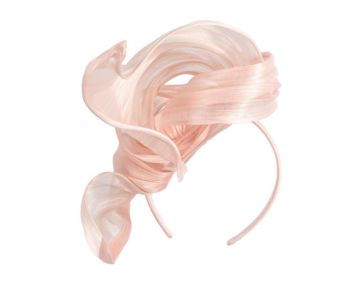 Bespoke pink silk abaca fascinator by Fillies Collection - Image 6