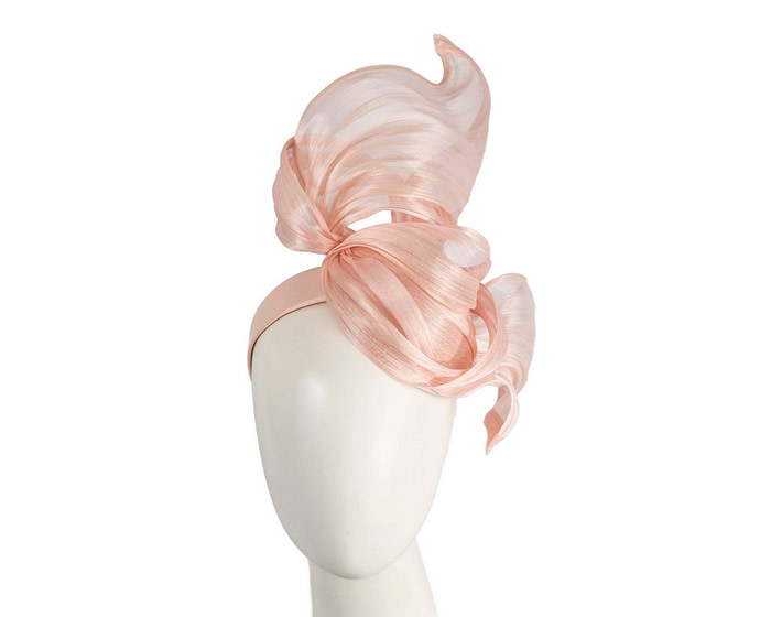 Bespoke pink silk abaca fascinator by Fillies Collection