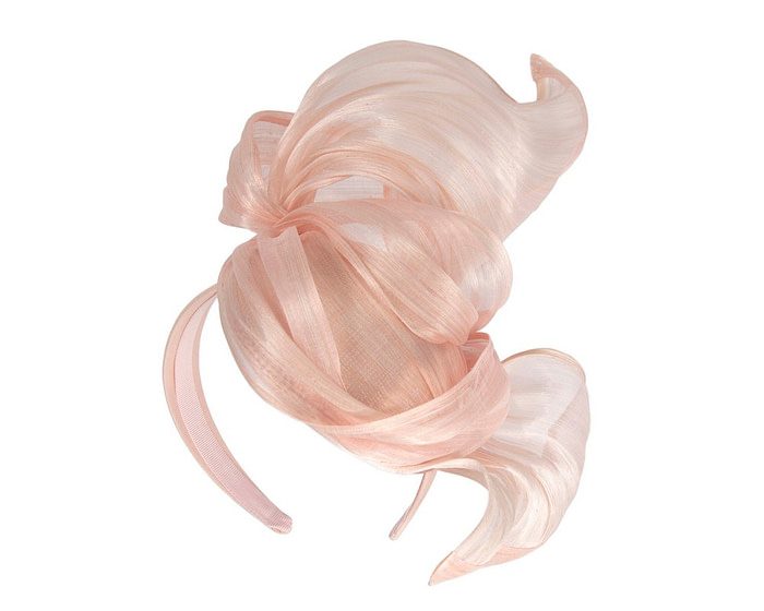 Bespoke pink silk abaca fascinator by Fillies Collection - Image 2