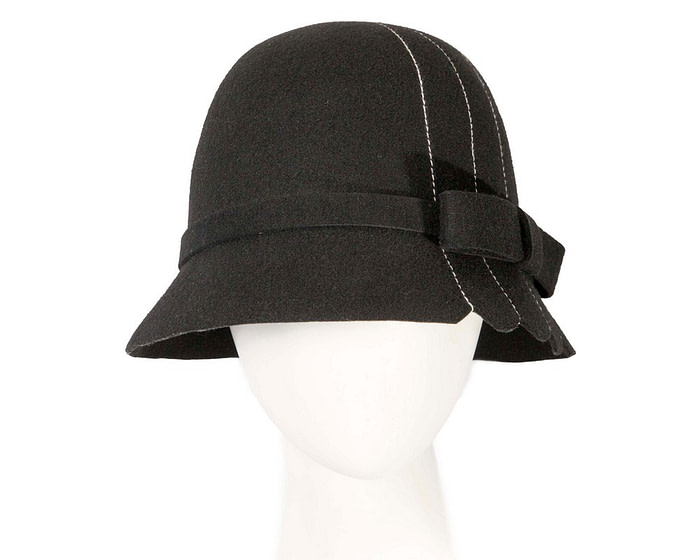 Black felt cloche hat by Max Alexander