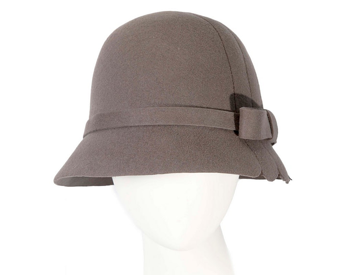 Grey felt cloche hat by Max Alexander