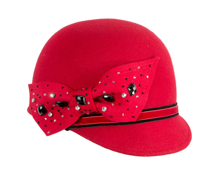 Red felt ladies hat by Max Alexander - Image 2