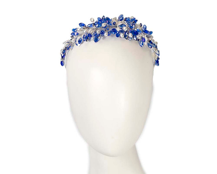 Blue and silver crystal covered headband