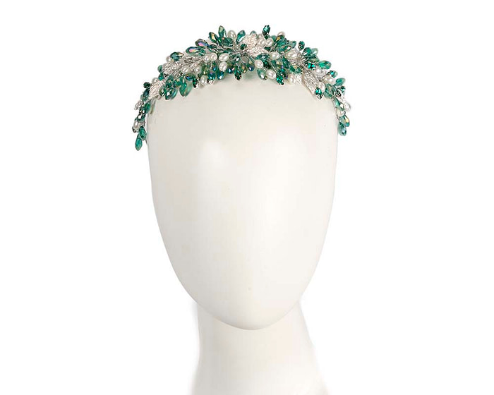 Green and silver crystal covered headband