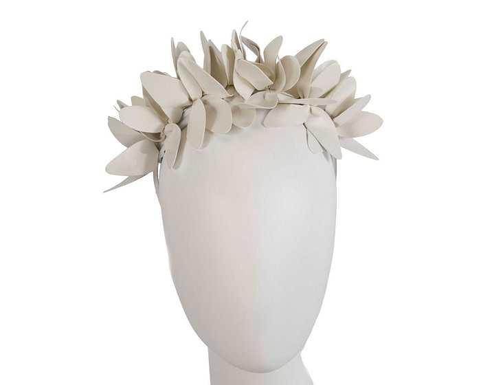 Cream leather fascinator headband