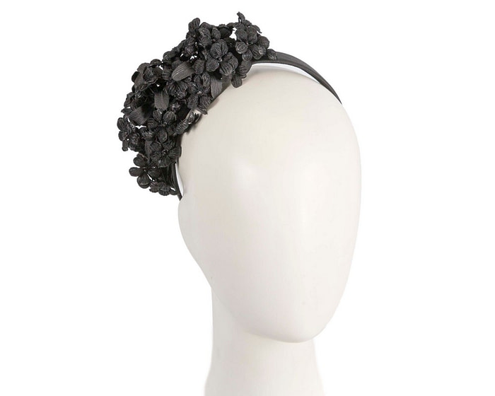 Black flower fascinator headband