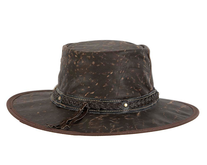 Brown Australian Kangaroo Leather Crushable Outback Jacaru Hat - Image 7