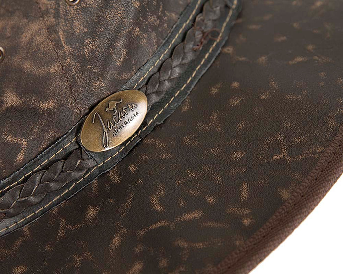 Brown Australian Kangaroo Leather Crushable Outback Jacaru Hat - Image 4