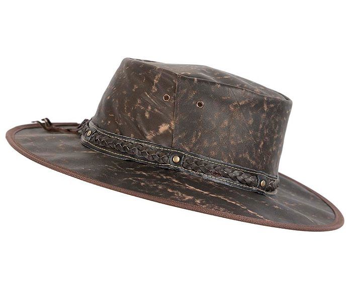 Brown Australian Kangaroo Leather Crushable Outback Jacaru Hat - Image 5