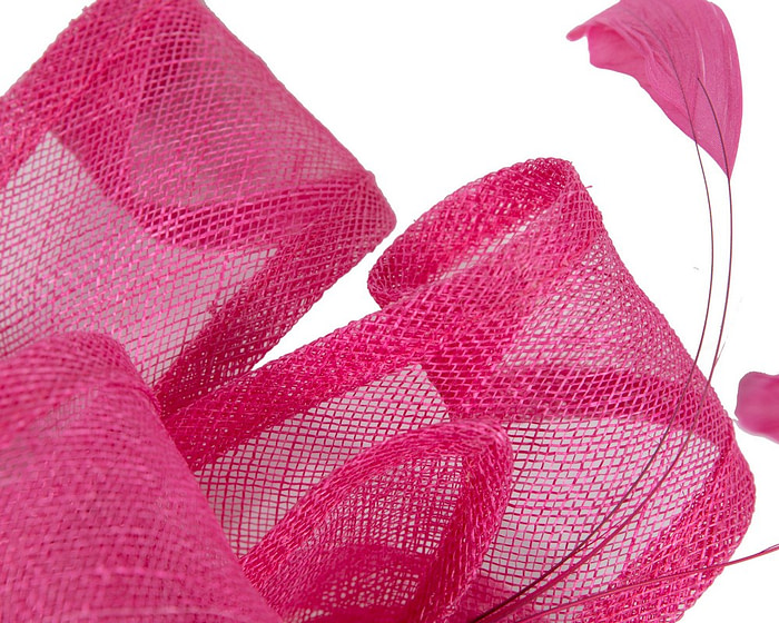 Large fuchsia sinamay fascinator MA931 - Image 3