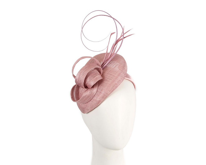 Dusty pink sinamay pillbox fascinator by Max Alexander