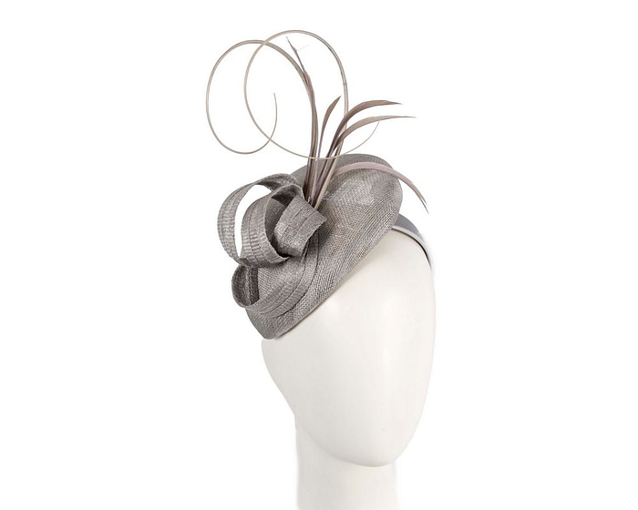 Silver sinamay pillbox fascinator by Max Alexander