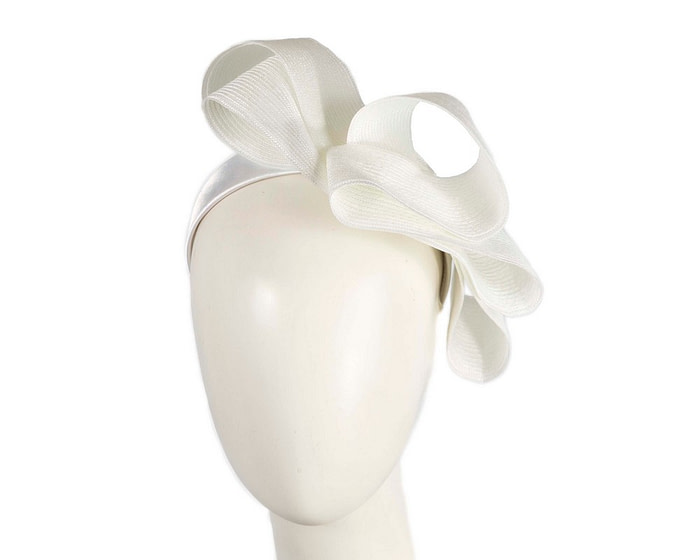 Large white loops racing fascinator by Max Alexander