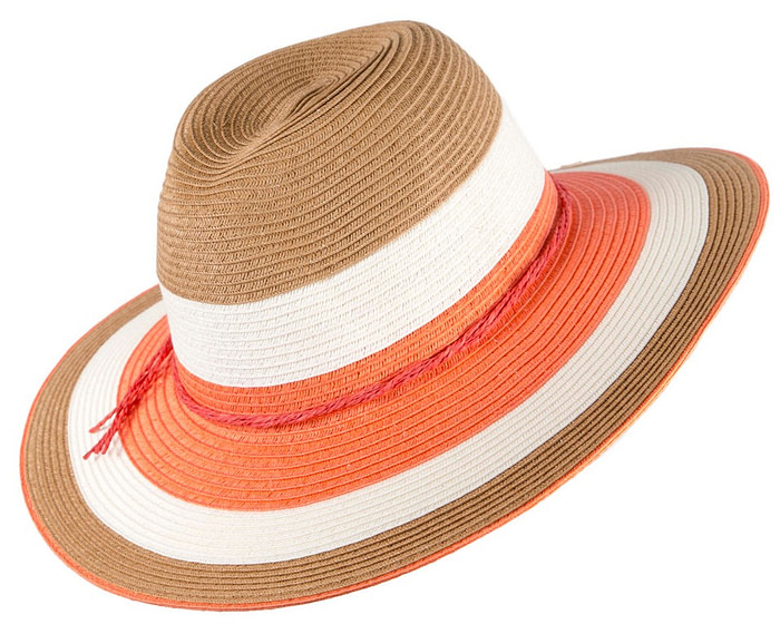 Three Tone Coral Braided Fedora Hat - Image 2