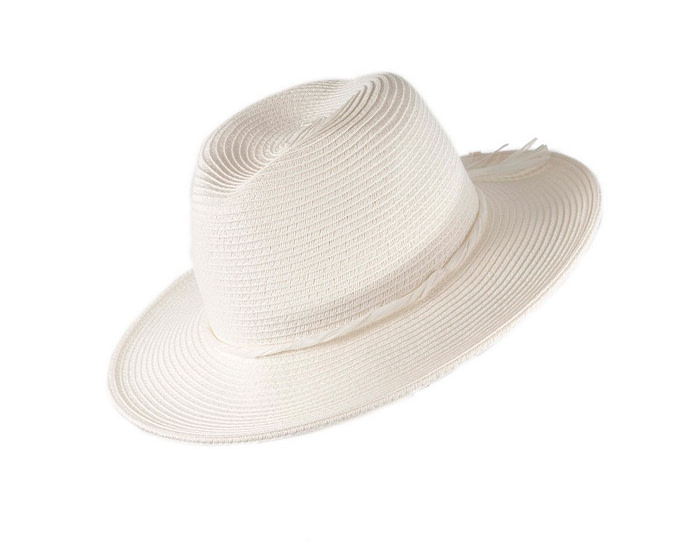 Ivory Crushable Polyester Knit Safari Fedora Hat - Image 6