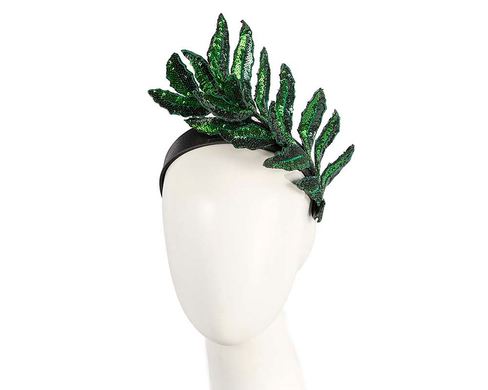 Bespoke green fascinator by Cupids Millinery