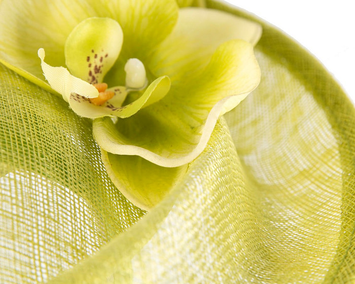 Large lime green fascinator with orchid flowers - Image 5