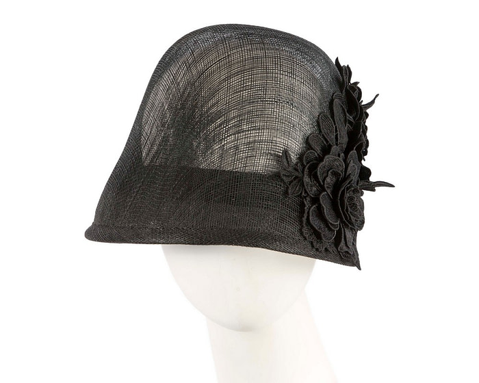 Exclusive black sinamay bucket hat by Cupids Millinery