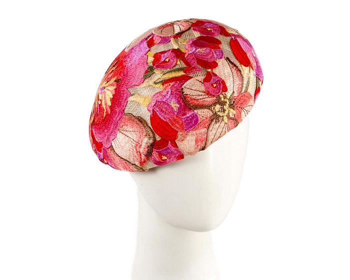 Floral Embroidered Beret by Cupids Millinery