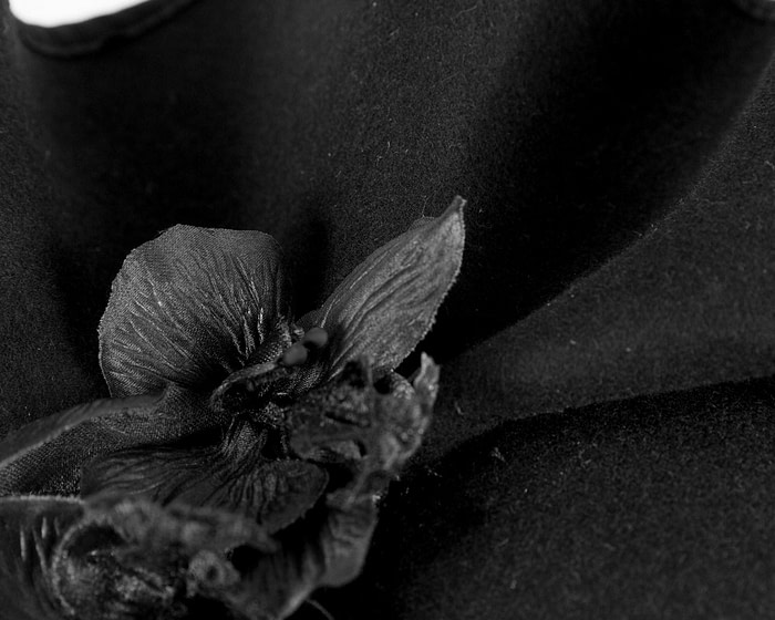 Black winter pillbox fascinator with flowers by Fillies Collection - Image 5