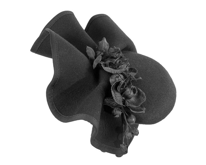 Black winter pillbox fascinator with flowers by Fillies Collection - Image 4