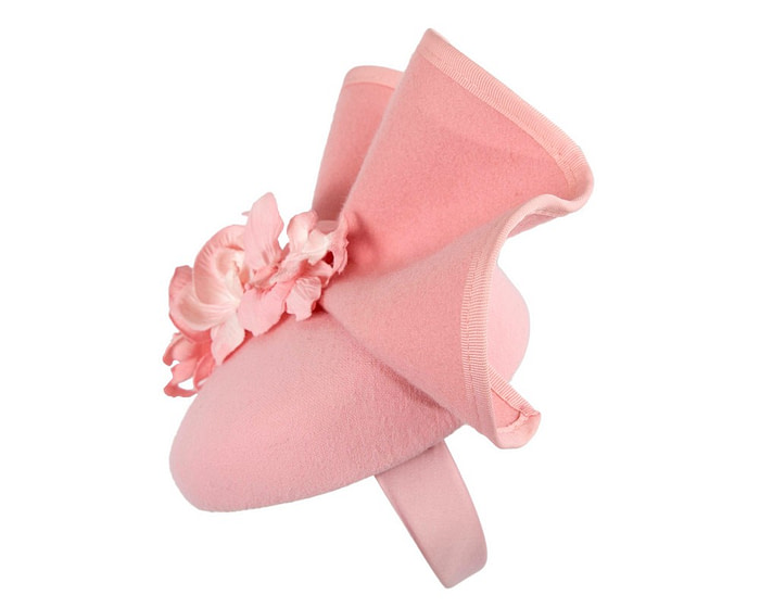 Pink winter pillbox fascinator with flowers by Fillies Collection - Image 3