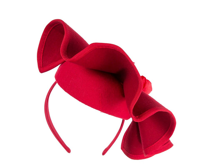 Red winter pillbox fascinator with flowers by Fillies Collection - Image 6