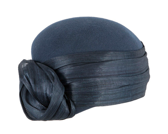 Elegant Navy Felt Hat by Fillies Collection - Image 2