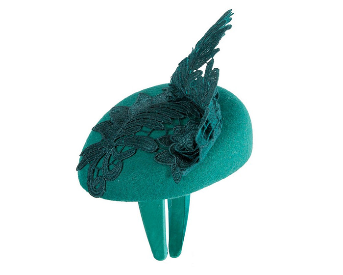 Elegant Teal Green Pillbox Fascinator with Lace Details - Image 4