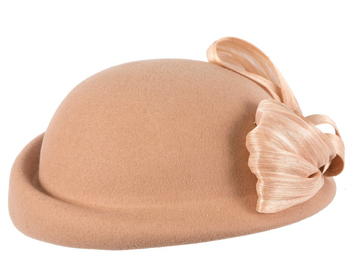 Elegant Beige Felt Hat with Silk Abaca Trim by Fillies Collection - Image 6