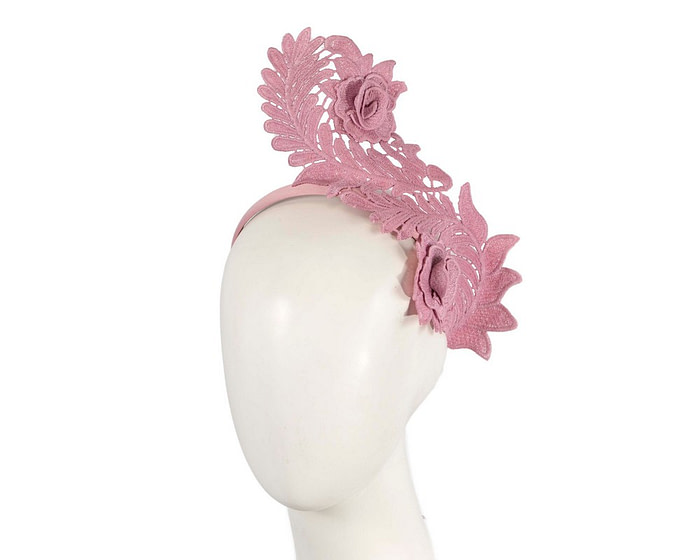 Elegant Dusty Pink Lace Fascinator by Max Alexander