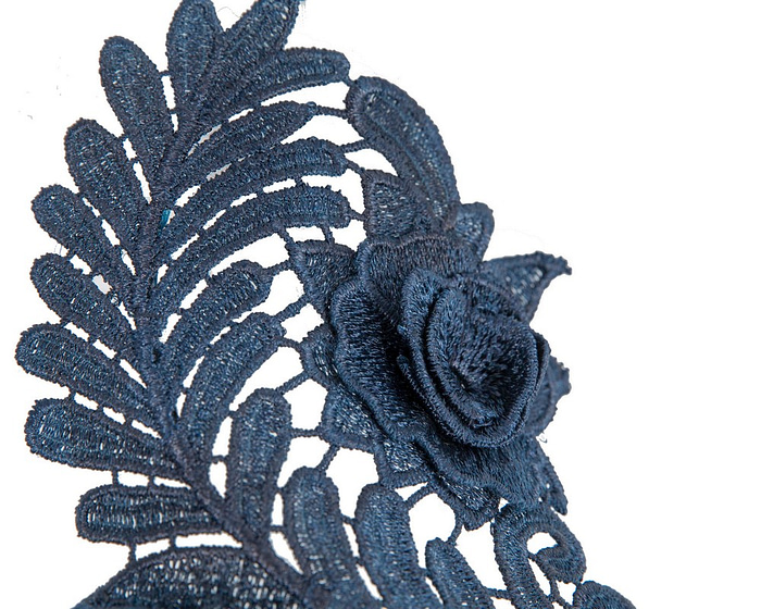 Elegant Navy Lace Fascinator by Max Alexander - Image 3