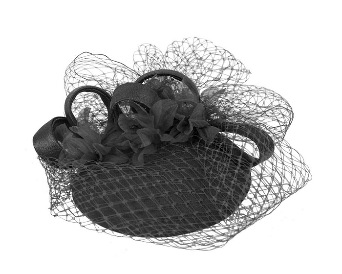 Black custom made mother of the bride cocktail hat - Image 2