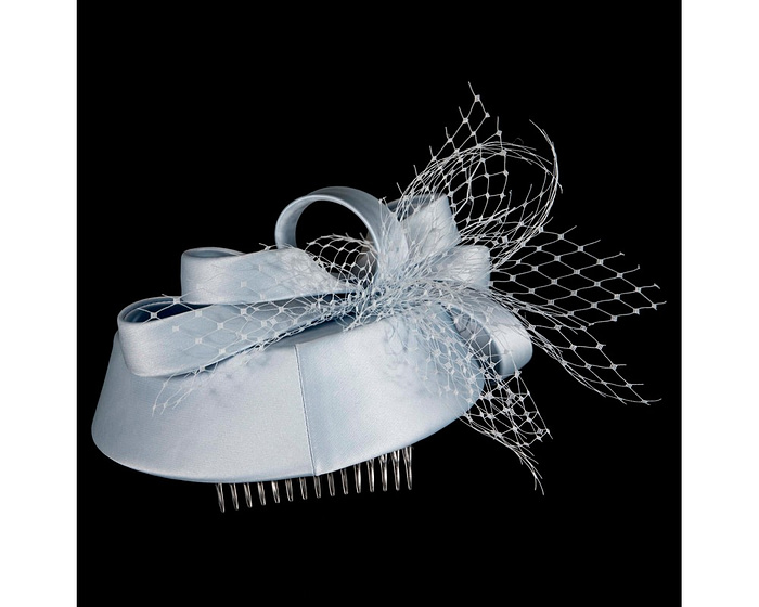 Custom Made Light Blue Cocktail Pillbox Hat - Image 7