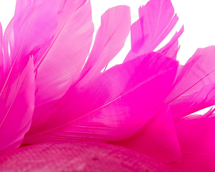 Large fuchsia sinamay fascinator hat by Max Alexander - Image 5