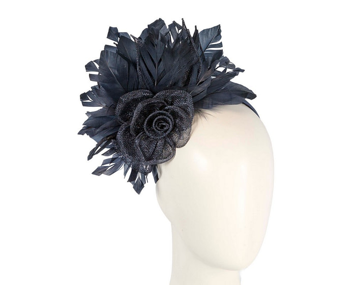 Navy feather fascinator by Max Alexander