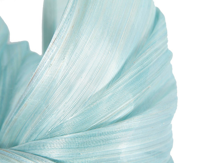 Bespoke light blue silk abaca racing fascinator by Fillies Collection - Image 3