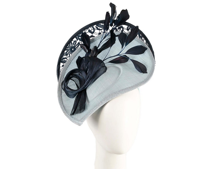 Bespoke light blue & navy racing fascinator by Fillies Collection