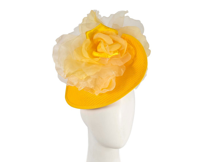 Exclusive yellow fascinator with flower by Fillies Collection