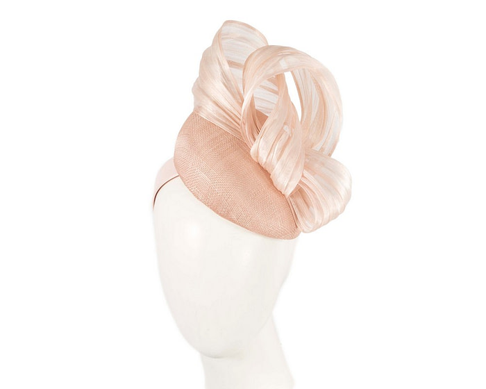 Blush pink pillbox fascinator with silk abaca bow by Fillies Collection