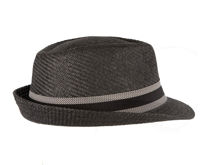 Black short brim trilby hat - Image 3