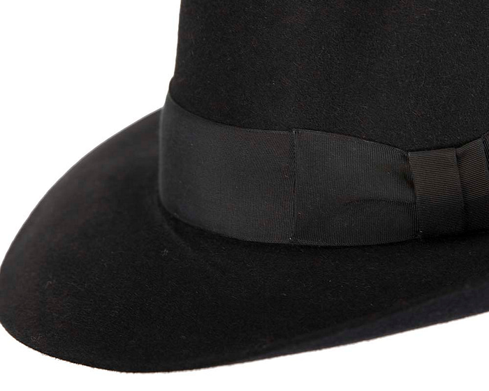 Black rabbit fur wide brim fedora hat - Image 5