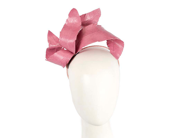 Bespoke dusty pink leather fascinator by BELEIVERA