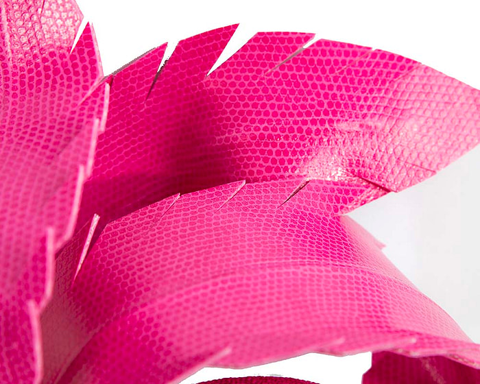 Bespoke fuchsia leather fascinator by BELEIVERA - Image 3