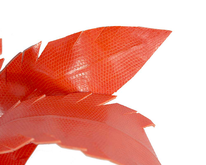 Bespoke orange leather fascinator by BELIEVERA - Image 3