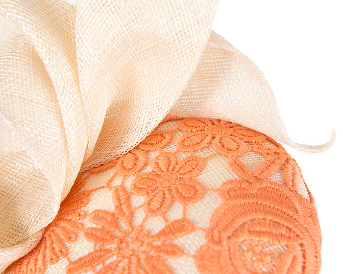 Cream and Orange pillbox fascinator by BELEIVERA - Image 5